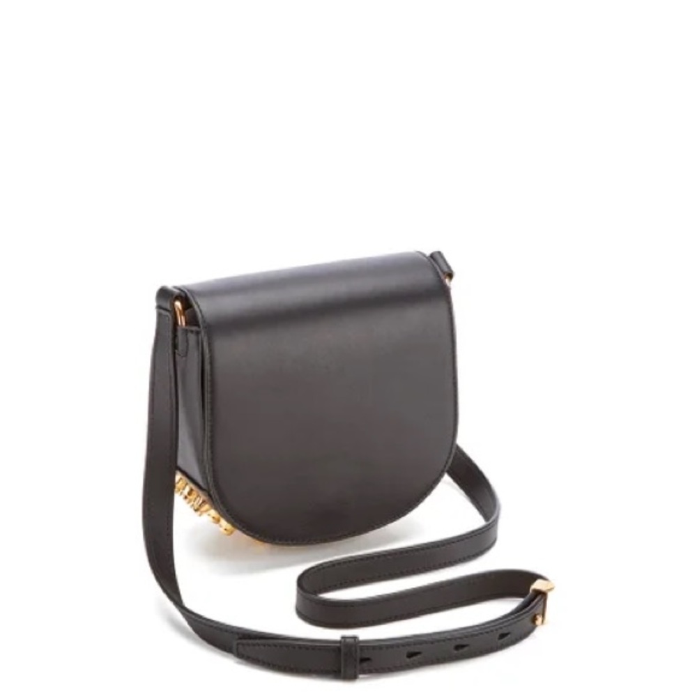 Alexander Wang, Lia leather crossbody purse with gold stud details.